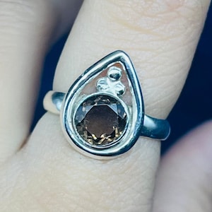 Natural Smoky Quartz Silver Ring, 925 Sterling Silver Ring, Smoky Quartz Gemstone Silver Statement Ring, Handmade Silver Ring For Women&#39;s