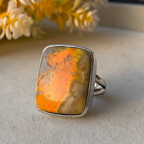 Beautiful Bumble Bee Jasper Ring , 925 Sterling Bumble bee Jasper Ring , Wedding Ring , Promise Ring , Gift for Women , Silver Jewelry