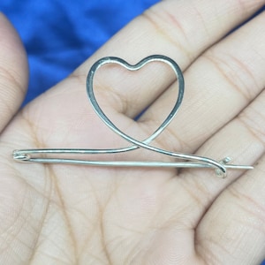 Celtic Silver Hair Clip Pin, Celtic Silver Scarf Pin, Handmade Heart Shawl Pin Brooch, Sweater Clip Lace Shawl Pin, Pin Statement Brooches