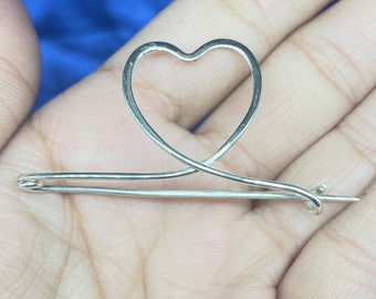Celtic Heart Sterling Silver Hair Clip, Handmade Scarf Pin