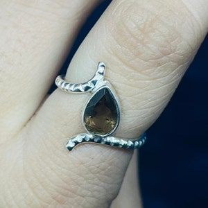 Natural Smoky Quartz Silver Ring, 925 Sterling Silver Ring, Smoky Quartz Gemstone Silver Ring For Women&#39;s, Handmade Silver Engagement Ring
