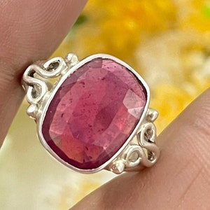 Ruby Sterling Silver Ring, Ruby Gemstone Silver Designer Ring, Ruby Rings For Women, Handmade Ring, Women Ring, Valentines Day Gift For Her