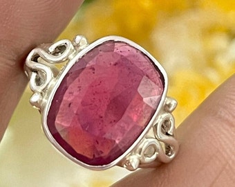 Handmade Bezel Ruby Sterling Silver Ring, Women's Jewelry