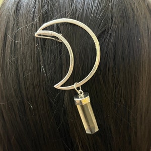Half Moon Hair Clip, Moon Silver Clip, Silver Hair Barrette,Shawl Pin Celtic Scarf Pin, Bun Holder Silver Pin Hair Stick, Boho Hair Clip Pin