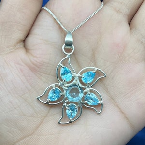 Natural Aquamarine Silver 925 Silver Pendant Aquamarine Gemstone Silver Statement Pendant Handmade Silver Pendant For Women&#39;s Gift