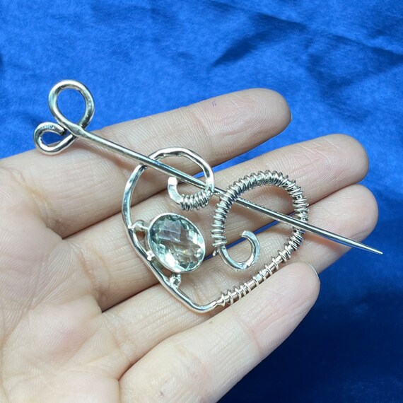 Aquamarine Silver Brooch 925 Sterling Silver Brooch Pin, Heart Shape  Vintage Brooches For Women/Men, Silver Shawl Pin Anniversary Gift