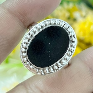 Genuine Black Tourmaline Ring Black Tourmaline Gemstone Ring, 925 Sterling Silver Ring Oval Black Tourmaline Ring For Women's Statement Ring
