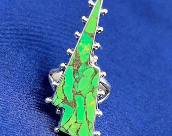 Grüner Türkis Sterling Silber Ring, handgemachter Boho Schmuck
