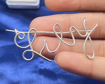 Handmade 925 Sterling Silver Personalized Name Brooch Pin