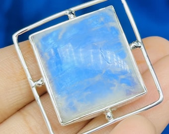 本物のムーンストーンブローチ、925スターリングシルバーブローチ