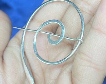 Handmade Sterling Silver Celtic Hair Pin, Shawl Brooch