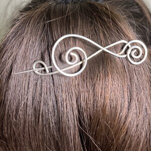 Celtic Silver Hair Pin, 925 Sterling Silver Shawl Pin Brooch, Handmade Silver Scarf Pin Brooches For Women, Musical Silver Hair Pin Brooches