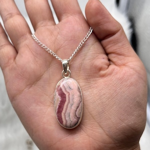 Rhodochrosite Silver Pendant, Rhodochrosite Silver Necklace, Pink Gemstone Silver Pendant, Rhodohrosite Gemstone Pendnat For Women