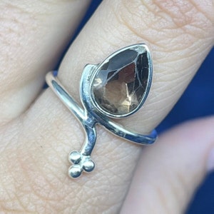 Natural Smoky Quartz Silver Ring, 925 Sterling Silver Ring, Smoky Quartz Gemstone Silver Statement Ring For Women&#39;s, Silver Engagement Ring