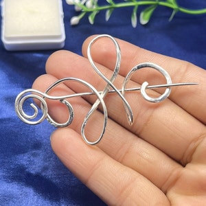 925 Sterling Silver Celtic Brooch Pin, Sweater Clip Lace Shawl Pin, Celtic Hair Pin, Shawl Silver Pin Brooch For Women, Celtic Jewelry Pin