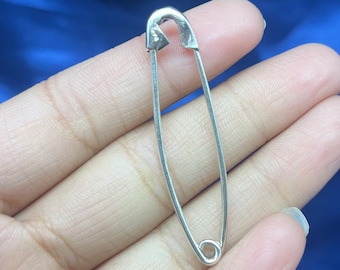 925 Sterling Silver Safety Pin, Silver Safety Pin Earring, Sterling Silver Brooch, Sweater Pin, Minimalist Silver Brooch Pin, Handmade Pin