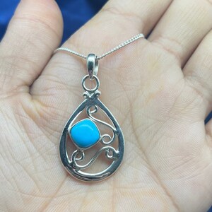 Turquoise Pendant 925 Sterling Silver Pendant Turquoise Gemstone Pendant Handmade Silver Jewelry Turquoise Jewelry Gift For Her Mother