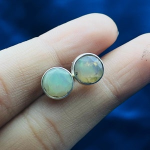 Real Opal Stud Earrings, 925 Sterling Silver Stud Earrings, Opal Gemstone Studs, Minimalist Studs Earrings, Opal Small Stud Earrings For Her