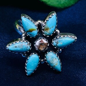 Natural Mohave Turquoise Silver Ring 925 Sterling Silver Mohave Turquoise Gemstone Silver Statement Ring Handmade Silver Bohemian Ring Gift