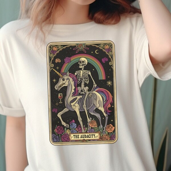 The Audacity Tarot Card Comfort Colors Shirt, Skeleton Tarot Card Shirt, goblincore clothes, Funny Mystical Tarot tshirt