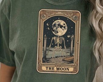 Comfort Colors Moon Tarot Card Shirt: Skeleton Mystical Tee