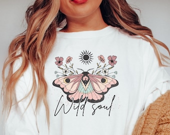 Retro Schmetterling Grafik T-Shirt: Komfort Farben Vintage T-Shirt