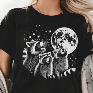 Funny Raccoon Moon T-Shirt: Sarcastic Trash Panda Novelty Tee