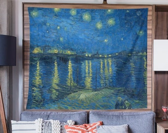 Tapiz de noche estrellada, estética cottagecore, arte para colgar en la pared