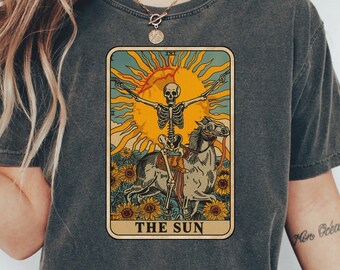 Comfort Colors "The Sun" Tarot Card Shirt: Skeleton Rider Tee