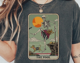 The Fool Tarot Card Comfort Colors Shirt: Skeleton Goblincore Shirt