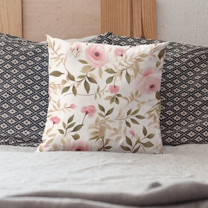 Flower Throw Pillow, Shabby Chic Home Decor, Vintage Floral Aesthetic Pillow, Boho Throw Pillow, Decorative Wildflower pillow cover