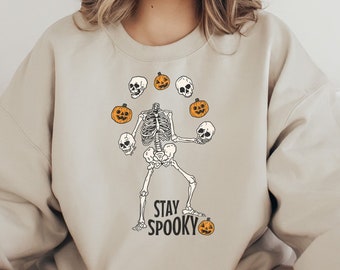 Vintage Skeleton Halloween Sweatshirt, Retro Spooky Season Shirt