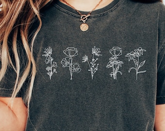 Birth Month Flower Shirt: Comfort Colors Botanical Tee