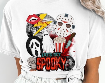 Retro Halloween Horror Movie Graphic Tee, Spooky Comfort Colors Shirt