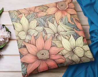 Vintage Floral Throw Pillow: Cottagecore Botanical Home Decor