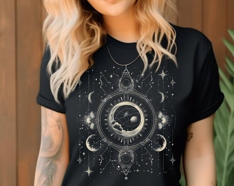 Boho Celestial Comfort Colors-T-shirt: maanstanden, Witchy Zodiac