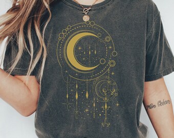 Koszula w stylu boho Crescent Moon Comfort Colors: Mystical Celestial Tee
