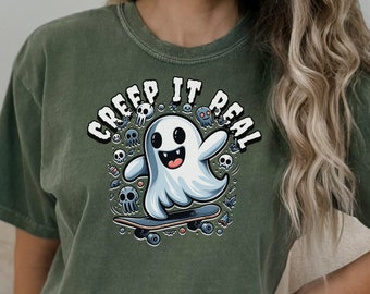 Comfort Colors Halloween Ghost Shirt, Creep It Real Tee