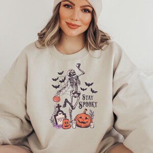 Stay Spooky Halloween Sweatshirt, Dancing Skeleton Sweatshirt, Retro Spooky Vibes shirt, Spooky Season Halloween Sweater, Witchy Sweatshirt