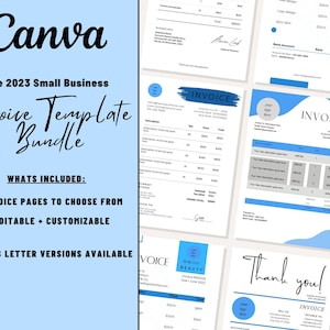 Invoice Editable Template, Printable Order Form Invoice, 6 Premade Pages Digital Invoice Form, Small Business Canva Template.