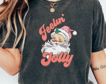 Retro Weihnachtsmann-Weihnachtsmann-Shirt - Feelin 'Jolly Comfort Colors Tee