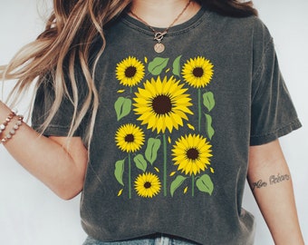 Comfort Colors Sunflower Shirt: Cottagecore Floral Tee