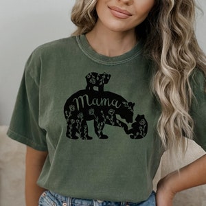 Mama Bear and Baby Wildflower Comfort Colors Shirt, Mom Shirt, Mother's Day Tee, Mama Bear T-Shirt, New Mom Shirt