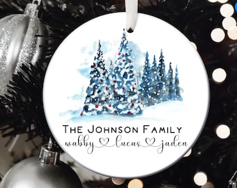 Personalized Family Christmas Ornament: Porcelain Family Name Keepsake Gift