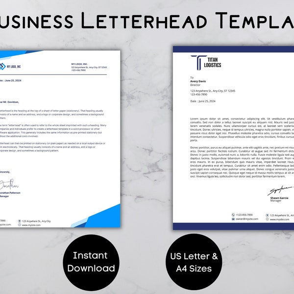 Letterhead Template, Professional Letterhead, Minimalist Letterhead Template for Company or Personal Use, Fully Editable Business Letterhead