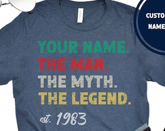 Camiseta retro personalizada de cumpleaños de 1983: regalo personalizado con nombre para papá