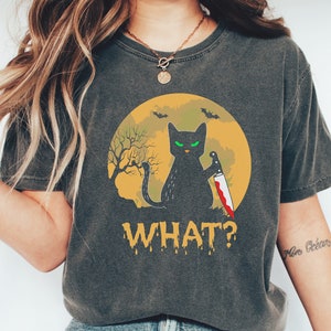 Funny Black Cat Shirt, Cat Halloween Shirt, Cat Lover Gift, Comfort Colors Murderous Cat Tee