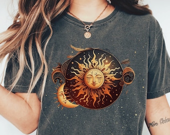 Boho Sun Moon Stars T-Shirt: Celestial Comfort Colors Tee