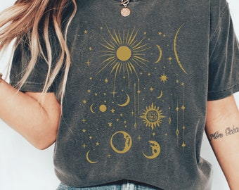 Boho Sun Moon Stars Comfort Colors Shirt: Vintage Astrology Tee