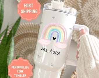 Vaso personalizado para profesores: nombre personalizado, taza térmica de viaje de 40 oz